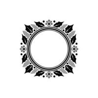 Elegant Christmas Circle Frame with Holly and Snowflakes vector