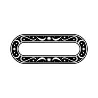 Decorative Oval Frame Stars, Moon, and Swirls, Black and White vector