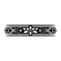 Elegant Black White Christmas Border with Holly, Snowflakes Ornaments vector