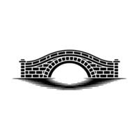 Elegant Stone Bridge Silhouette with Reflection vector