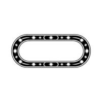 Celestial Oval Frame, Black and White, Minimalist vector