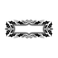Elegant Black and White Frame with Holly Elements vector
