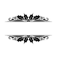 Elegant Christmas Holly and Berries Border Frame on White vector
