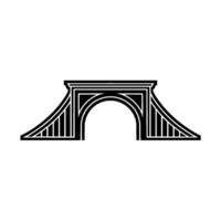 Stylized Black Bridge Silhouette on White Background vector