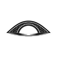 Minimalist Stone Arch Bridge , Reflecting in Water vector