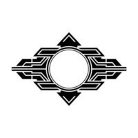 Art Deco Frame with Circular Center, Geometric, Black and White vector