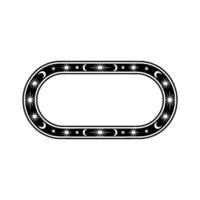 Celestial Oval Frame Illustration, Boho Style, Black White, Minimalist vector