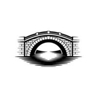 Elegant Stone Bridge Silhouette Black and White vector