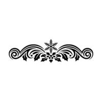 Elegant Christmas Scrollwork Border with Snowflake, Black and White vector