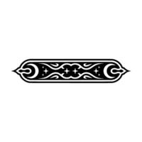Black Ornamental Border with Stars, Swirls, and Rounded Ends vector