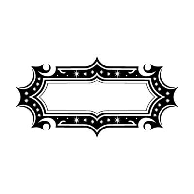 Ornate Black and White Frame with Star Embellishments