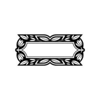 Elegant Black Rectangular Frame with Leafy Border, Minimalist vector