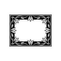 Decorative Black and White Floral Frame, Invitation vector