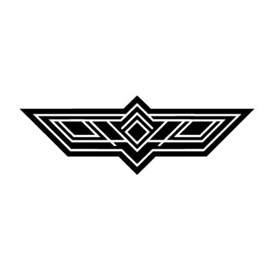 Art Deco Winged Emblem Geometric Black and White on White