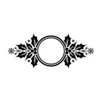Festive Holly Frame with Circle for Text Minimalist Christmas vector