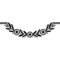 Elegant Floral Border Silhouette, Element on White vector