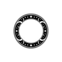 Celestial Circle Modern Mystical with Moons and Stars vector