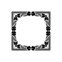 Elegant Floral Frame in Art Deco Style, Black and White vector