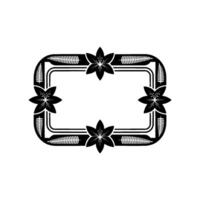 Elegant Floral Frame in Black and White, Botanical Border vector