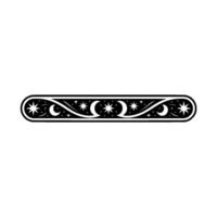 Celestial Border Stars Moons, Black White vector