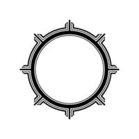 Decorative Art Deco Circle Frame in Black White, Minimalist vector