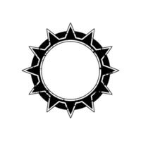 Modern Starburst Frame Emblem, Black White, Grunge vector