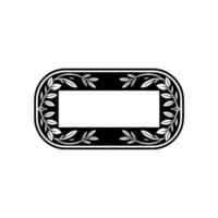 Elegant Leafy Frame , Black White Decorative Border, Illustration vector