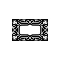 Ornate Black White Floral Frame - Rectangular Label vector