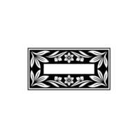 Elegant Floral Frame with Blank Rectangle, Black and White vector