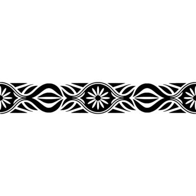 Decorative Floral Border Pattern in Black and White