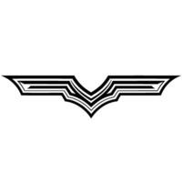 Abstract Black White Winged Emblem, Geometric on White vector