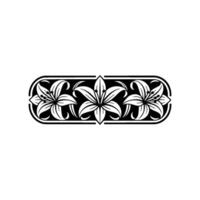 Elegant Lily Border in Black White Illustration vector