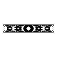 Intricate Celestial Border in Black and White on Cream Background vector