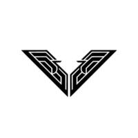 Geometric Art Deco V Symbol on White Background vector
