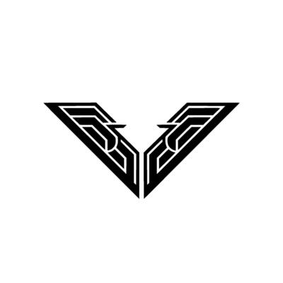 Geometric Art Deco V Symbol on White Background