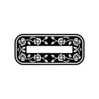 Elegant Floral Rectangular Frame for , Black and White vector
