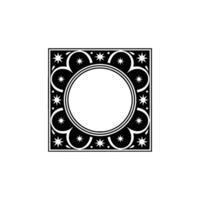 Elegant Black White Geometric Frame with Star Motif vector