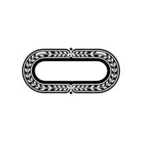 Ornate Black Oval Frame with Leaf Detail, Minimalist vector