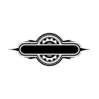 Retro Gear Badge Black White Emblem, Modern Industrial Style vector