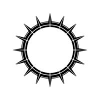 Geometric Black Spike Circle on White, Minimalist vector
