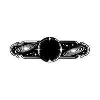 Retro Space Emblem Black White Galaxy for Logos Branding vector