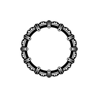 Ornate Black Circle Frame Illustration, Decorative