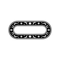 Celestial Oval Frame - Black White Illustration vector