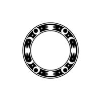 Celestial Round Frame Decorative Black Circle on White Background vector