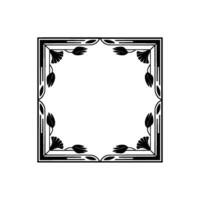 Elegant Art Deco Frame Black Floral Border on White Background vector