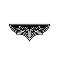 Decorative Black White Leaf Element on White Background vector