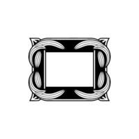 Art Deco Frame Silhouette, Elegant Black White Element vector