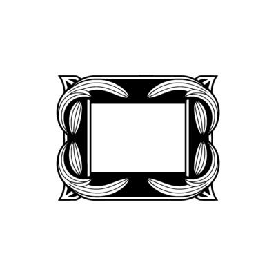 Art Deco Frame Silhouette, Elegant Black White Element
