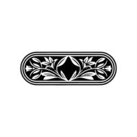 Elegant Floral Ornament in Black and Silver, Decorative Element vector