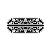 Elegant Botanical Oval Frame Black and White Decorative vector
